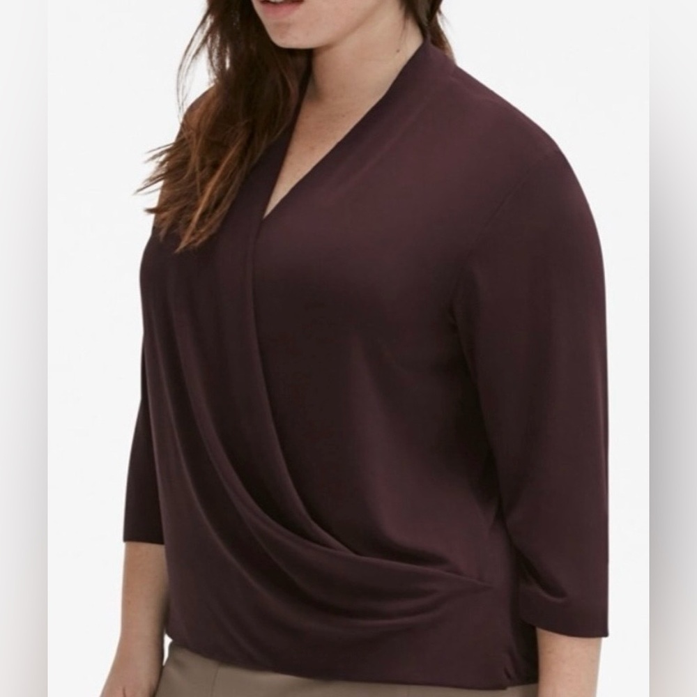 MM. LAFLEUR The Deneuve Top in Burgundy 3/4 Sleeves Size +3 (20W/22W)